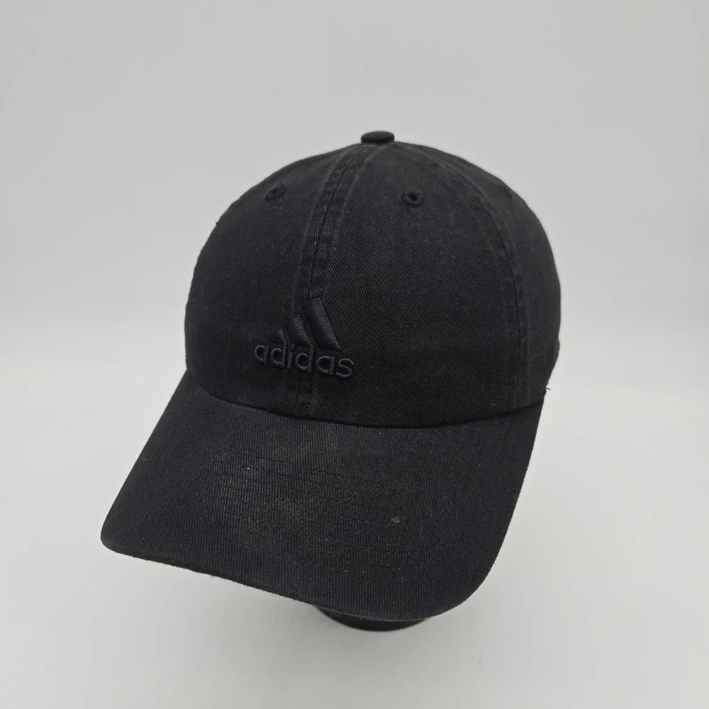 Adidas Strapback Hat Baseball Cap Black Embroidered Logo Cotton‎ OSFA